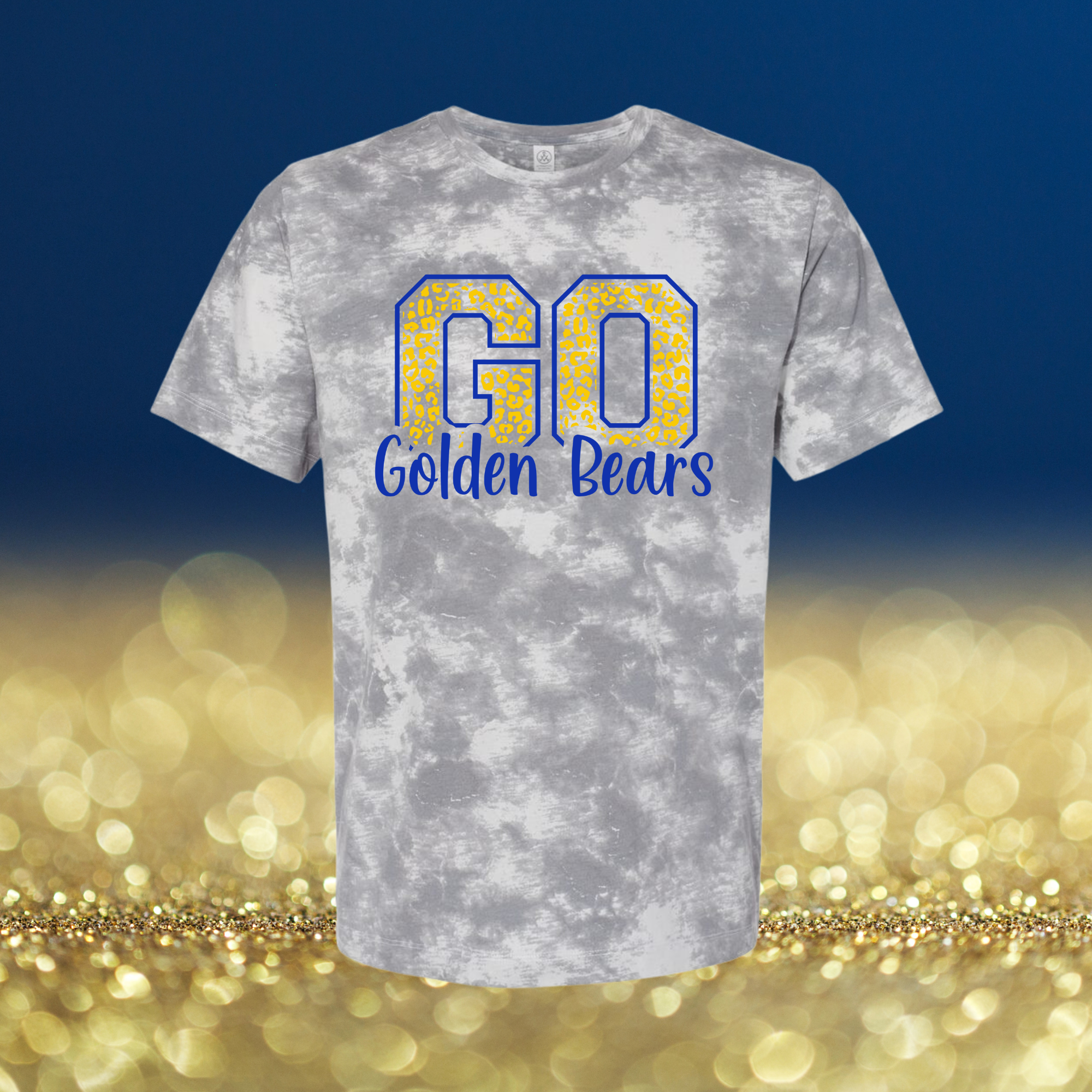 Golden Bears On Gold/Blue/Grey Tie Dye-PREORDER