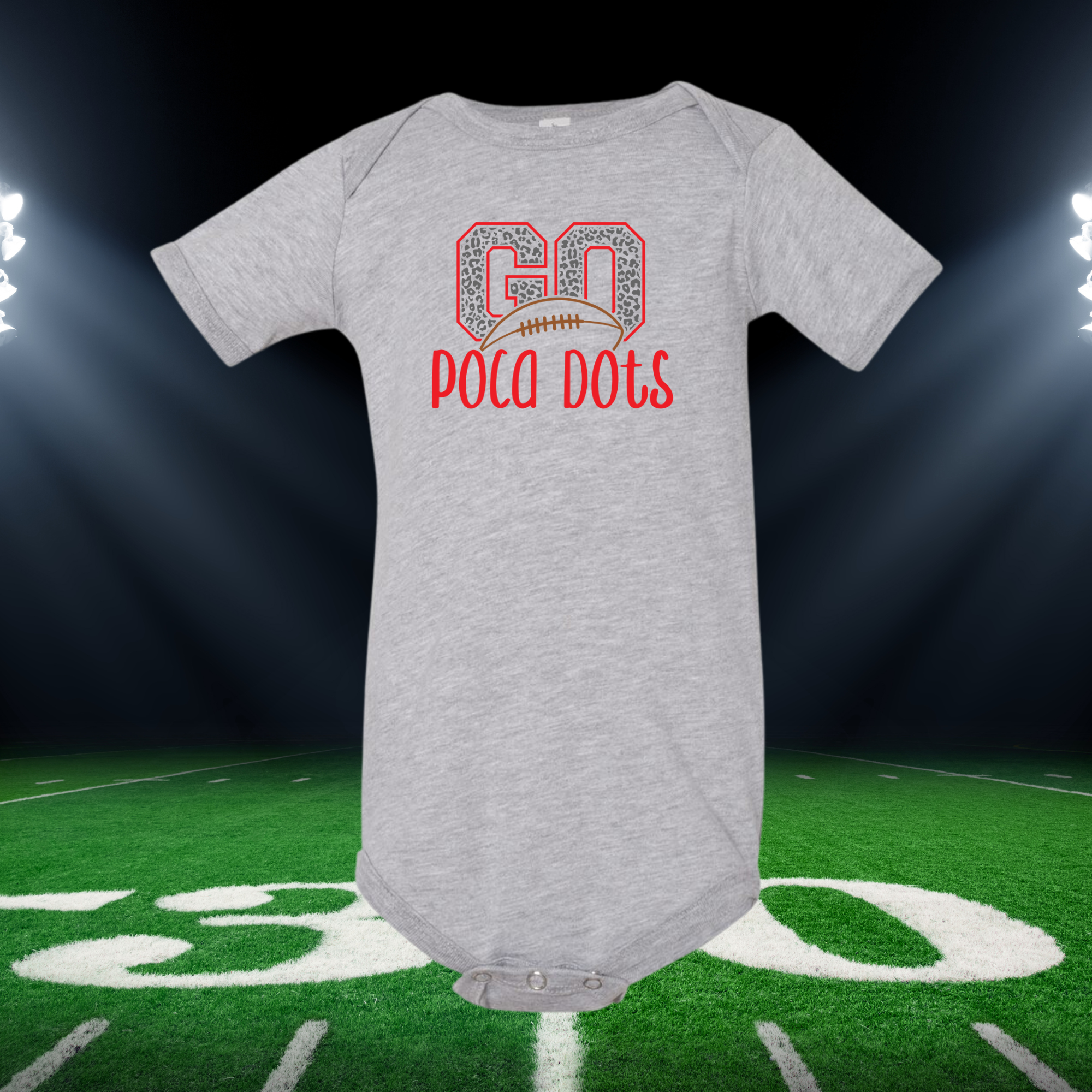 Go Poca Dots Football Onesie: PREORDER