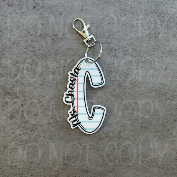 Personalized "Paper" Initial Keychains