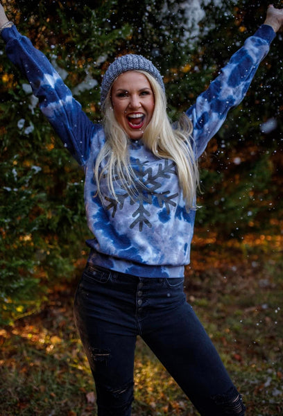 Tie Dyed Glitter Snowflake: Sweatshirt: Sale