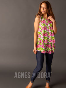 Size XS Agnes & Dora™ Tiered Tunic Breezy Floral: Final Sale. No Returns Or Exchanges