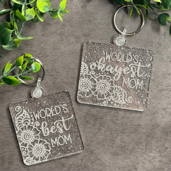 World's Best Mom/Okayest Mom Keychain Set (2 Pieces)