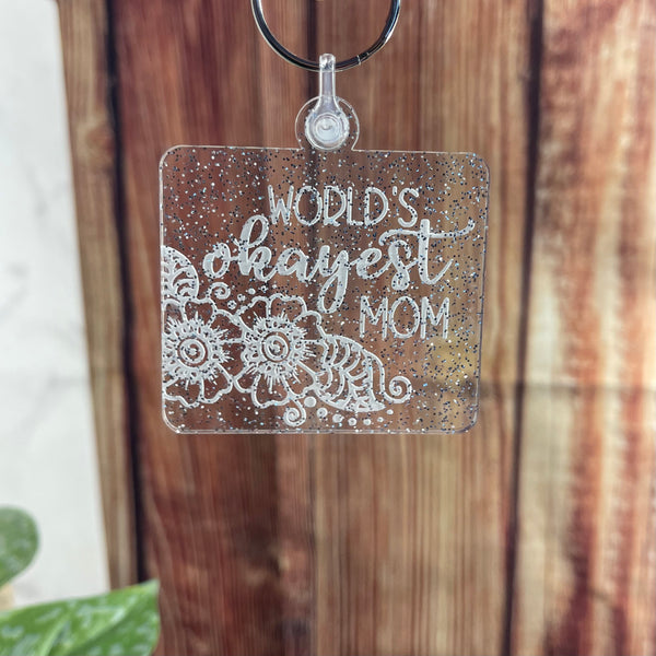 World's Best Mom/Okayest Mom Keychain Set (2 Pieces)