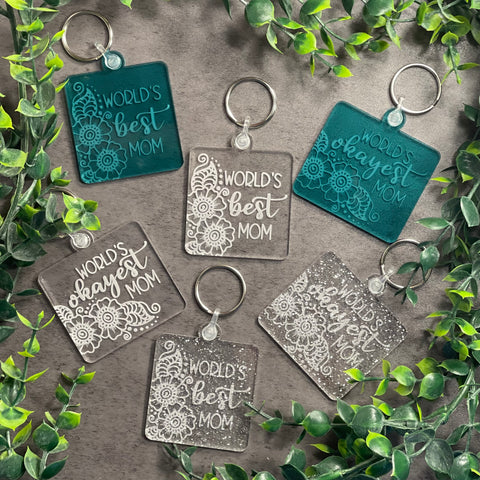 World's Best Mom/Okayest Mom Keychain Set (2 Pieces)