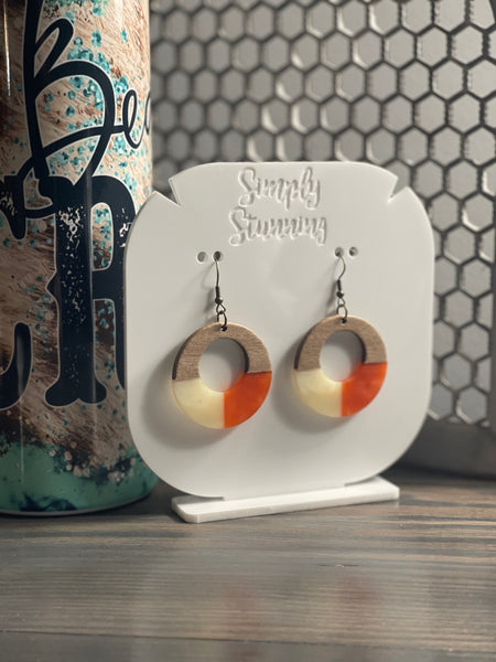 Round Colorblock Wood/Resin Earrings