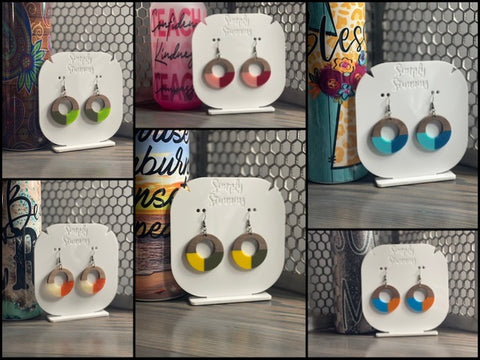 Round Colorblock Wood/Resin Earrings