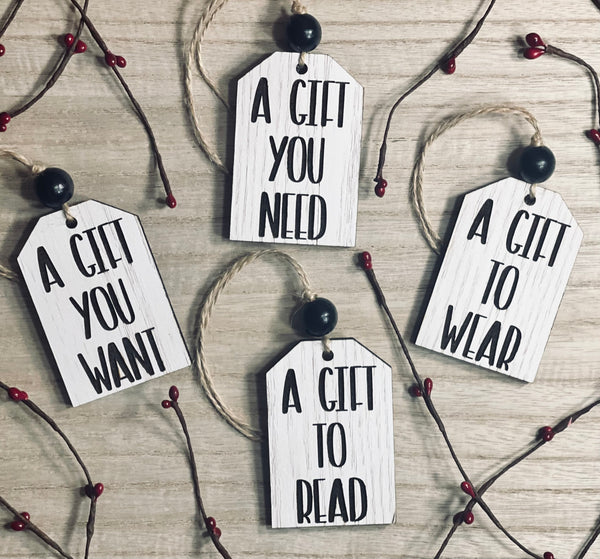 Need Want Read Wear Gift Tags (Set Of 4)