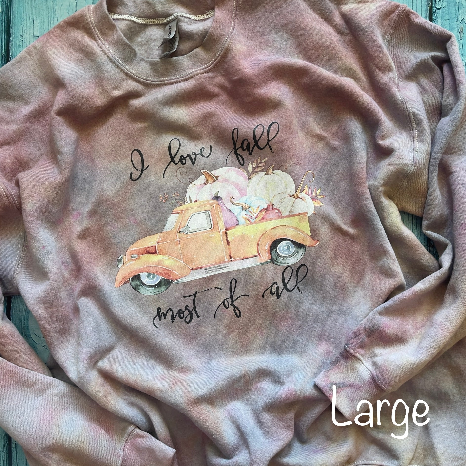 Size Large Crewneck Sweatshirt: I Love Fall (Ethan)