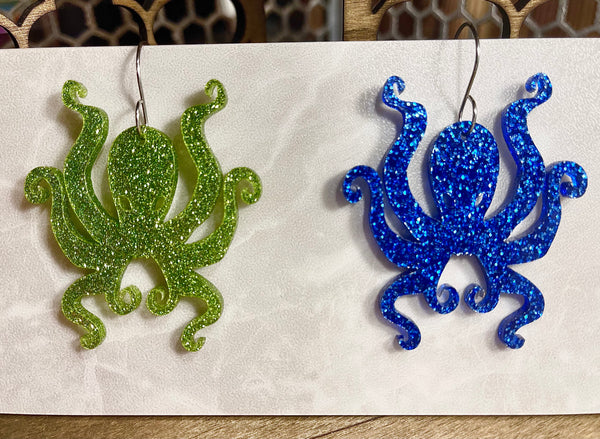 Kraken Glitter Acrylic Earrings