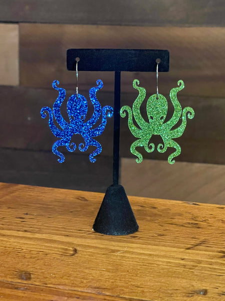 Kraken Glitter Acrylic Earrings