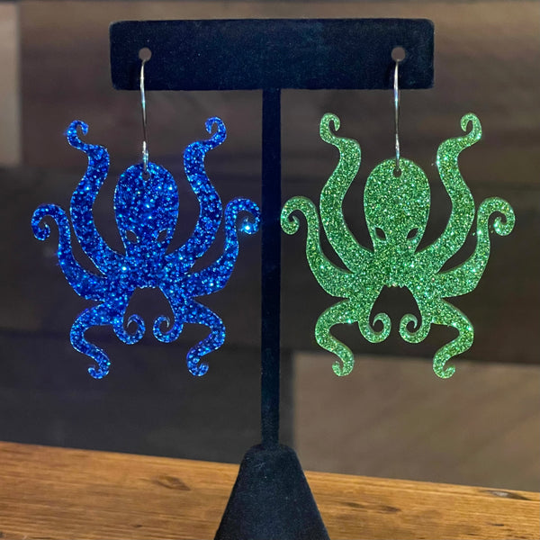 Kraken Glitter Acrylic Earrings