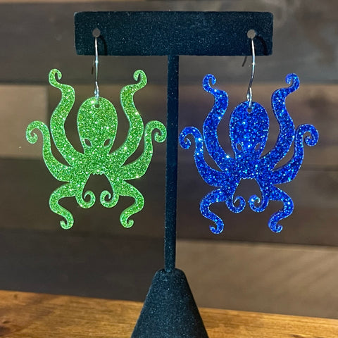 Kraken Glitter Acrylic Earrings