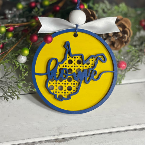 WV Blue And Gold "Home" Ornament