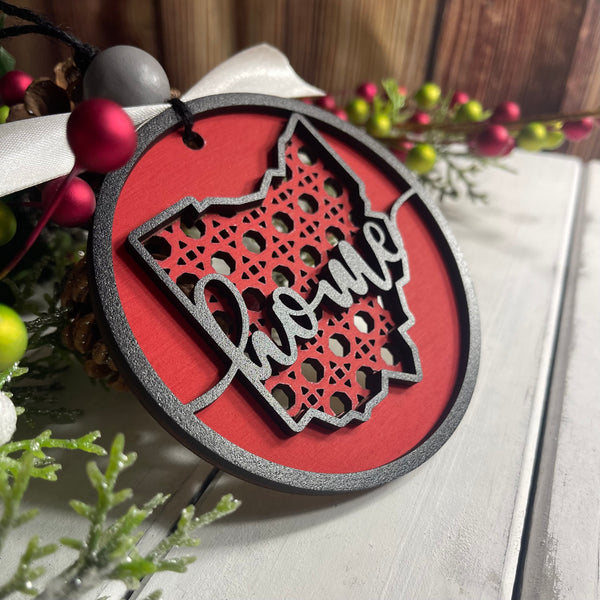 Ohio Black And Red "Home" Ornament