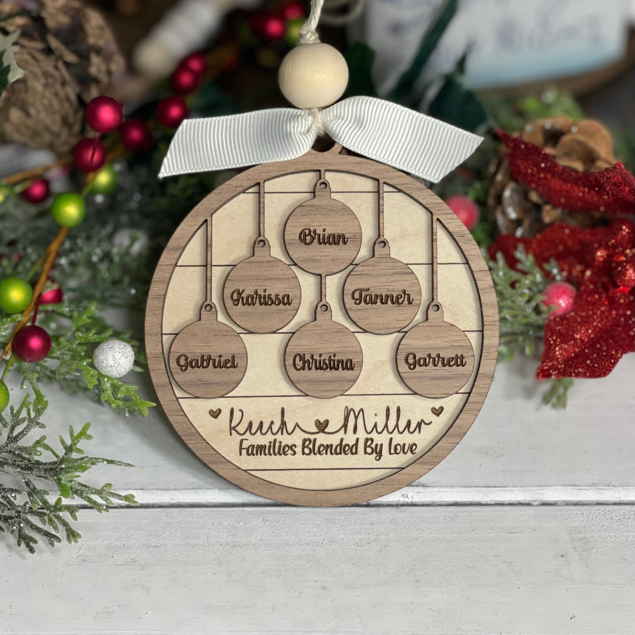 Families Blended By Love Ornament (Up To 10 Names)