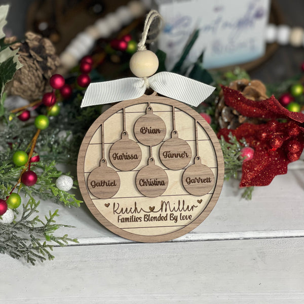 Families Blended By Love Ornament (Up To 10 Names)