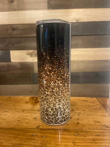 Black/Gold Leopard 20oz Skinny Tumbler