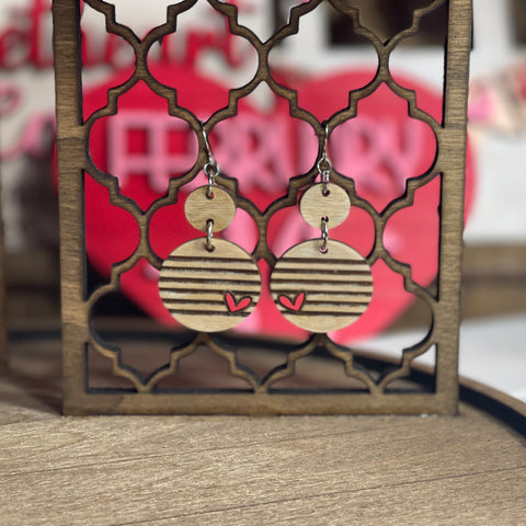 Red Heart Stripe Dangle Earrings