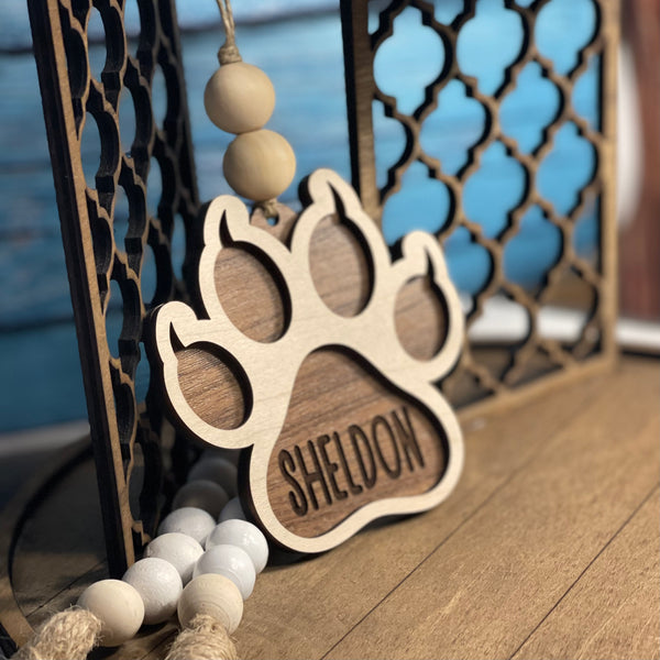 Custom Cat Paw Print Ornament / Car Charm