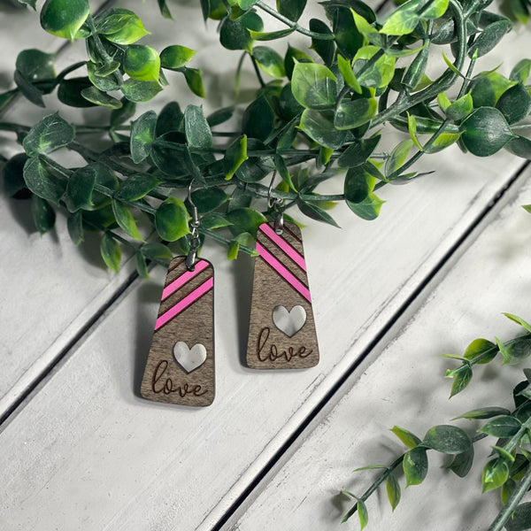 Pink Stripe Love Earrings