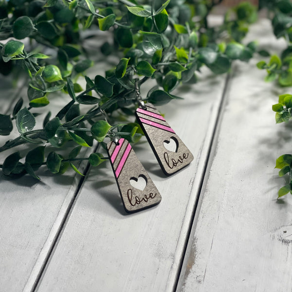 Pink Stripe Love Earrings