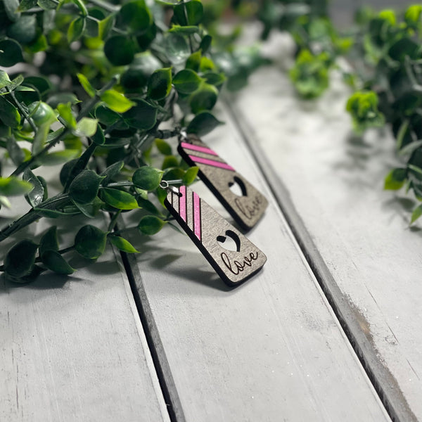 Pink Stripe Love Earrings