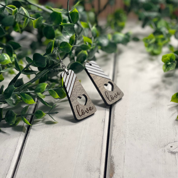 White Stripe Love Earrings