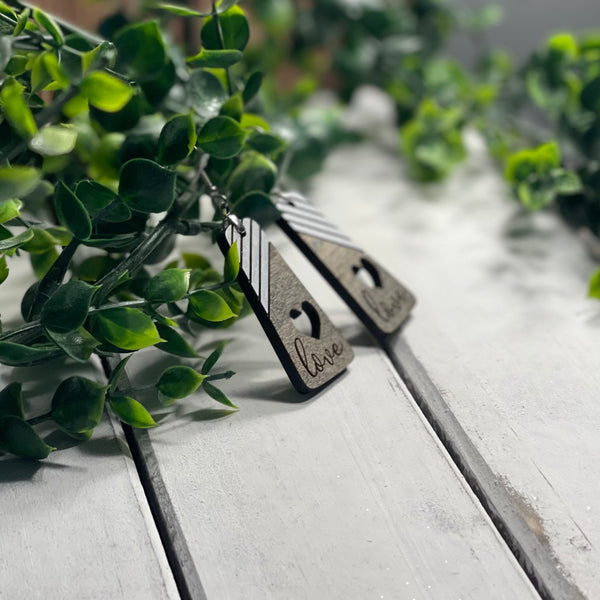 White Stripe Love Earrings