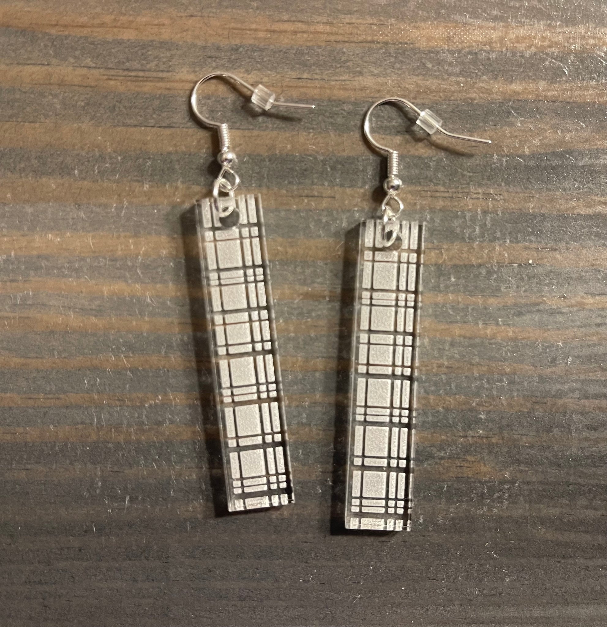 Tartan Clear Acrylic Earrings