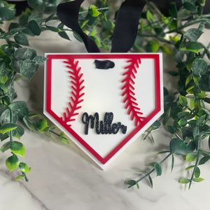 Baseball Home Plate Bag Charm | Car Charm | Ornament