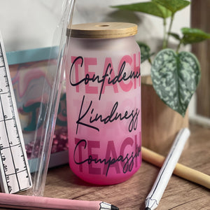 Teach 18oz Frosted Glass Sublimated Tumbler