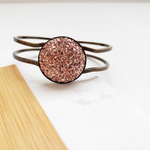 Rose Gold Druzy Bracelet-Final Sale: No Returns/Exchanges