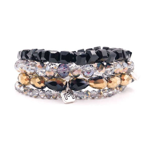 Spirit Stacks Set of 5 - Black & Gold | Gold-Final Sale: No Returns/Exchanges