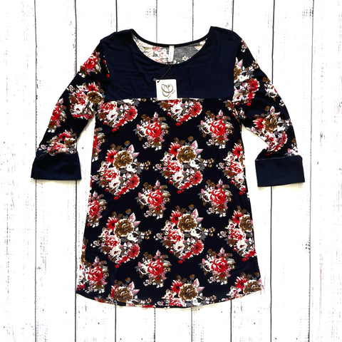 Size Small Floral Print 3/4 Sleeve Top-Final Sale: No Returns/Exchanges