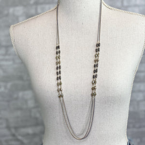 Devin Double Strand Necklace-Brown-Final Sale: No Returns/Exchanges