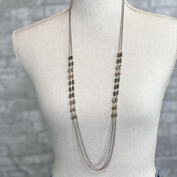 Devin Double Strand Necklace-Brown-Final Sale: No Returns/Exchanges