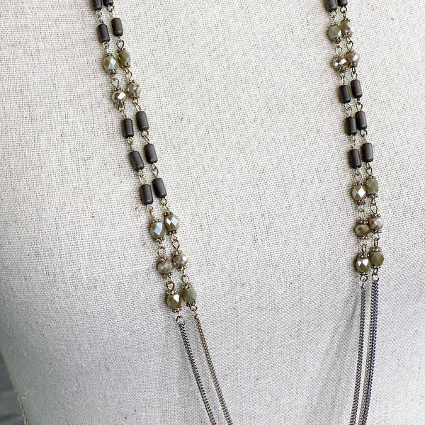 Devin Double Strand Necklace-Brown-Final Sale: No Returns/Exchanges