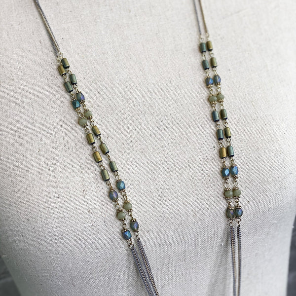 Devin Double Strand Necklace-Green-Final Sale: No Returns/Exchanges