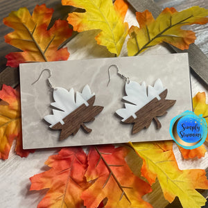 Maple Leaf Acrylic/Walnut Earrings