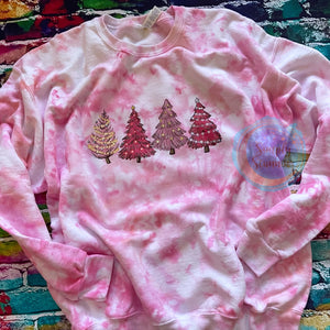 Pink Trees Ice Dyed Crewneck Sweatshirt