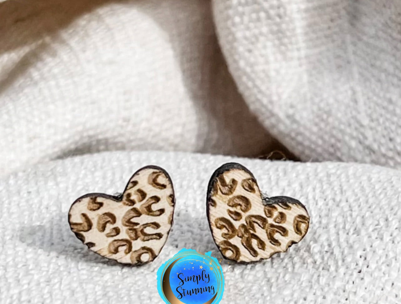 Leopard Heart Studs